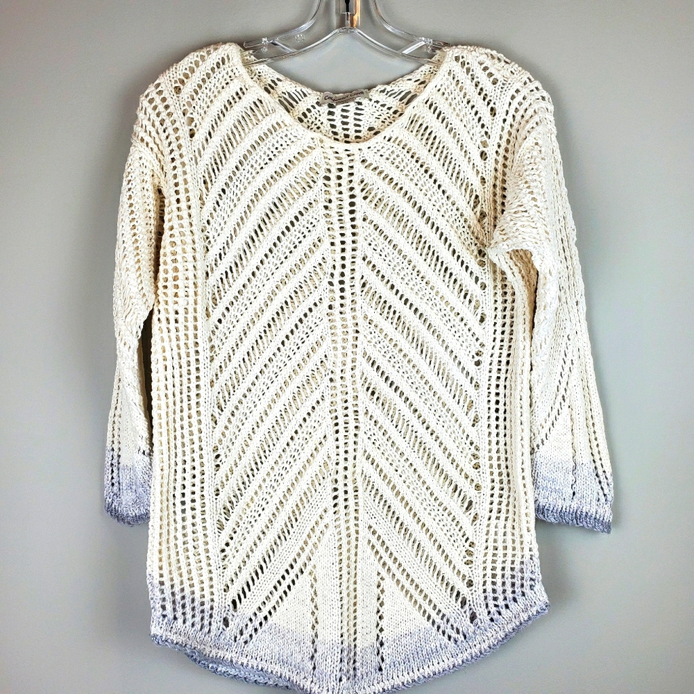 Coldwater Creek Ivory Crochet Sweater